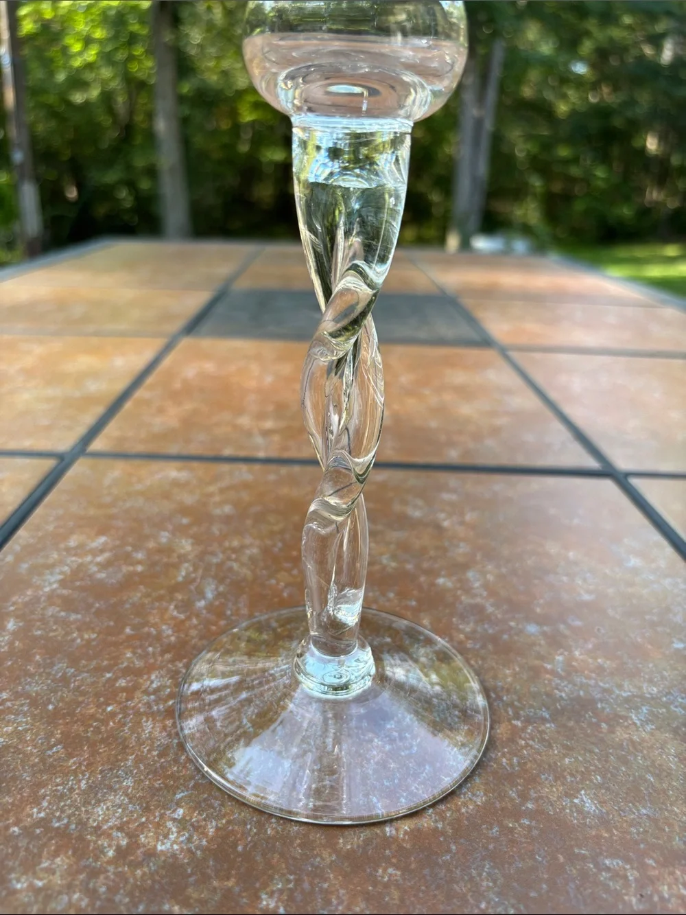 Stemmed Clear Crystal Hurricane Candle Holder/Vase 14 Inches Tall